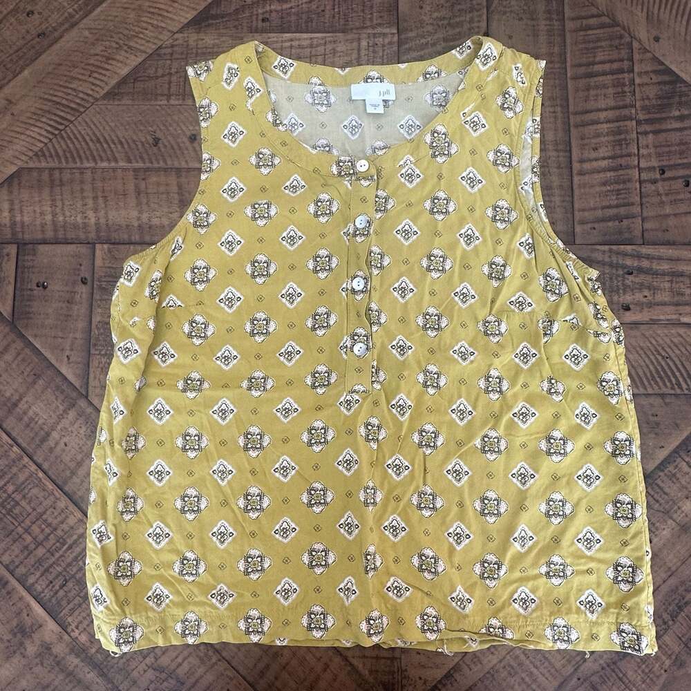 J. Jill Geometric Print Sleeveless Henley Popover Blouse